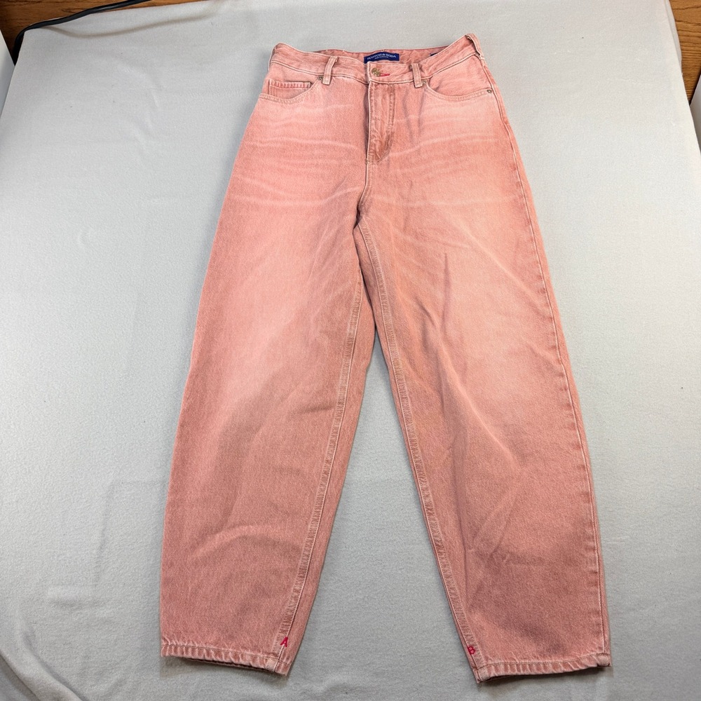 Scotch & Soda The Tide Relaxed Barrel Leg Jeans Pink Faded Cotton 28/32 Womens